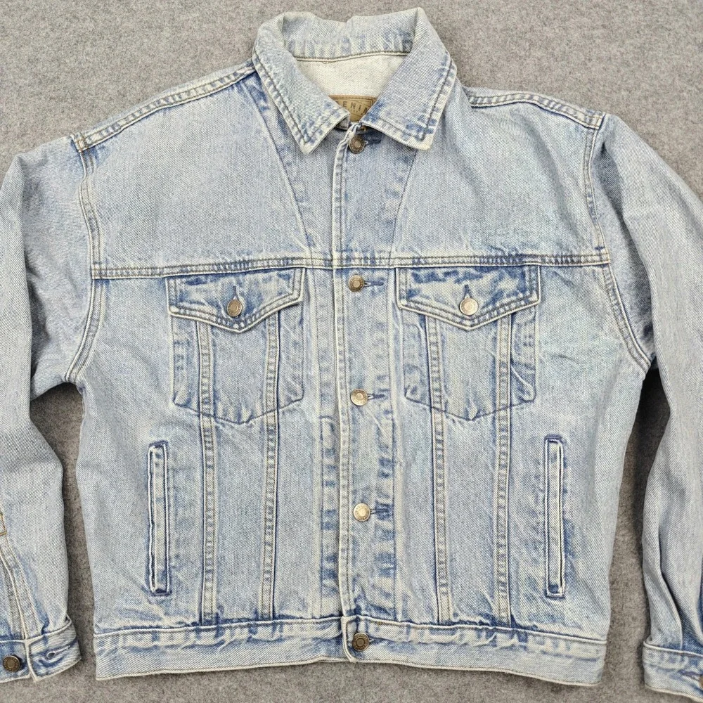 Vintage Gap Jacket Mens Small Blue Denim‎ Bomber Trucker Light Wash 90s
